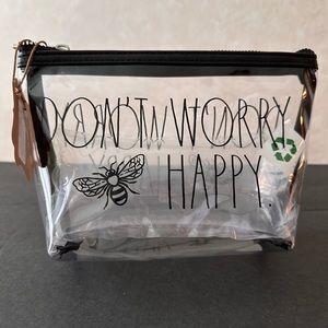 Rae Dunn DON'T WORRY BEE HAPPY Clear Cosmetic/Makeup Bag BRAND NEW!!